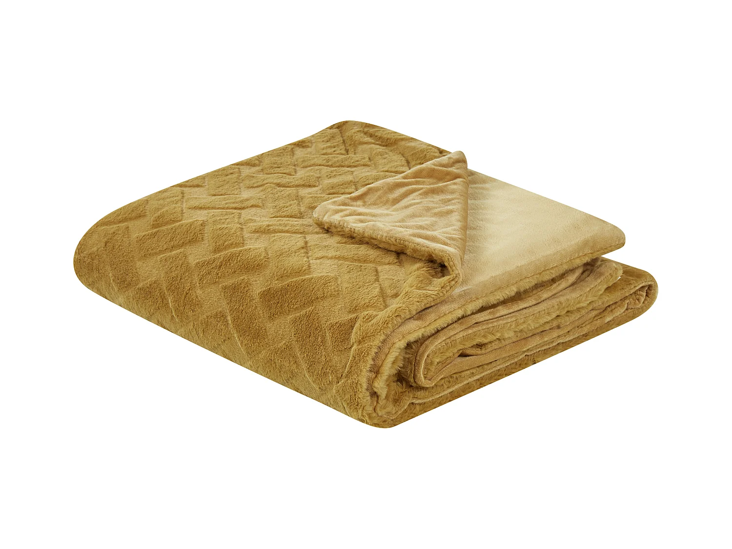 Couvre-lits SITAPUR Fourrure synthétique 150 x 200 cm Moutarde