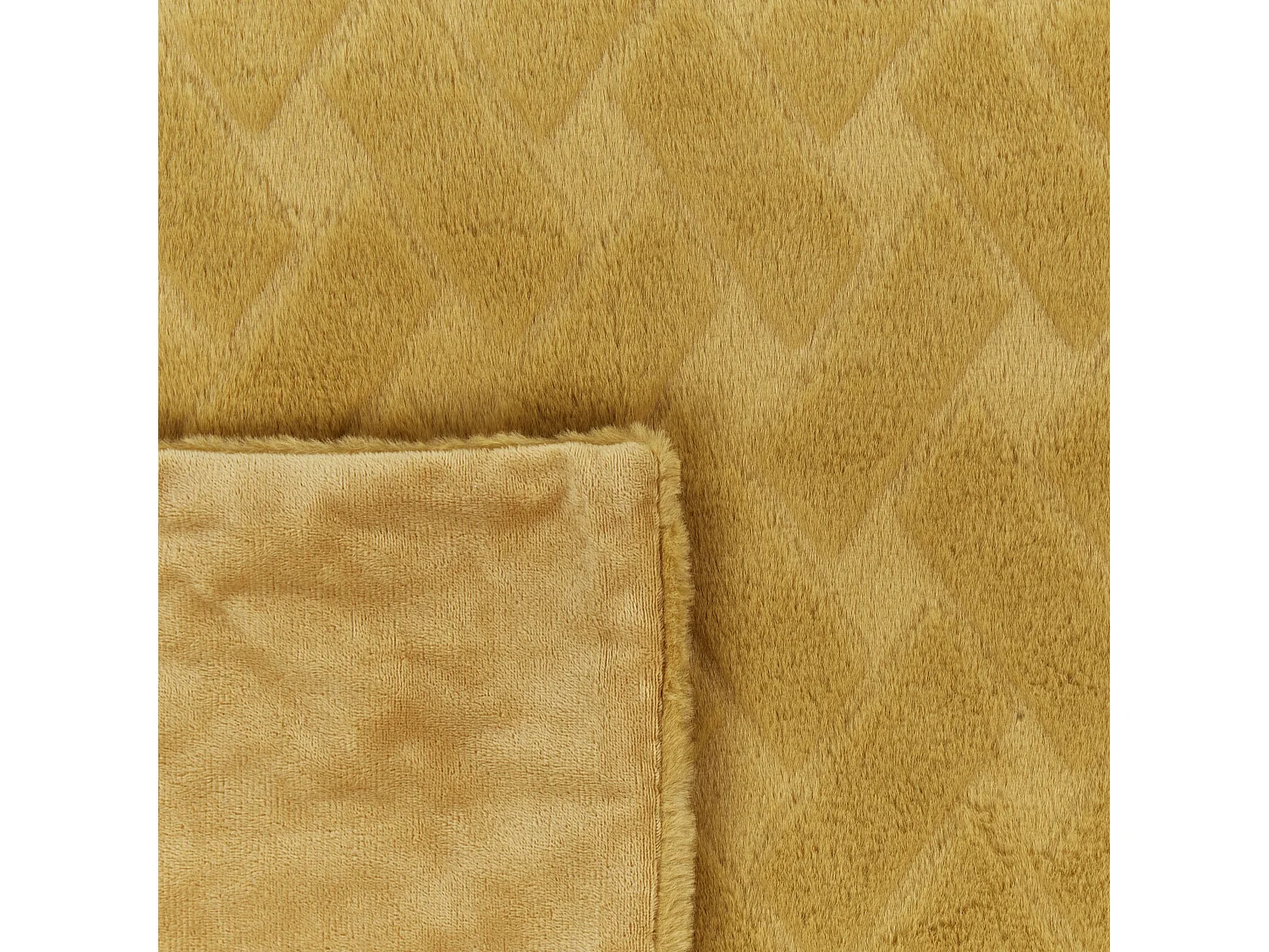 Decke Felloptik gelb rechteckig 200x220 cm strukturiert Sitapur