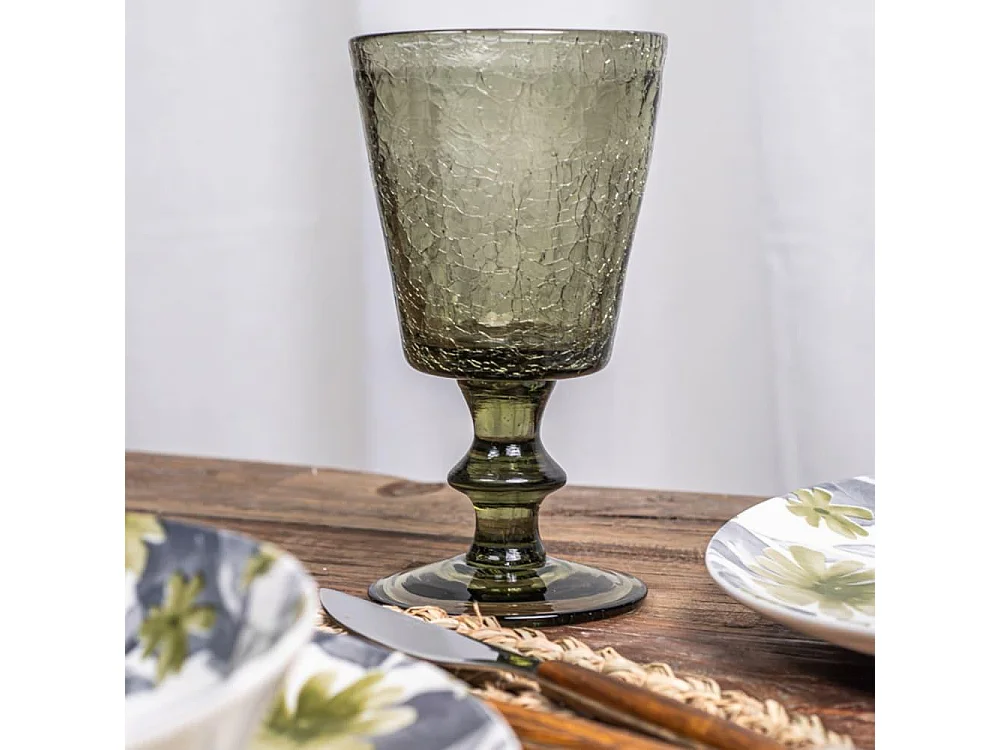 Verre à pied Lussan craquelé 17 cl gris (lot de 6)