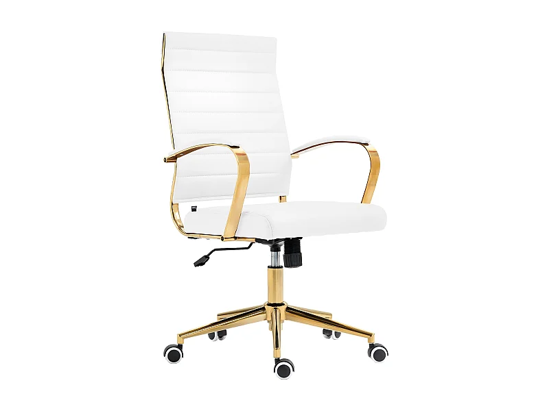 Chaise de bureau - Similicuir - Blanc - Havanna