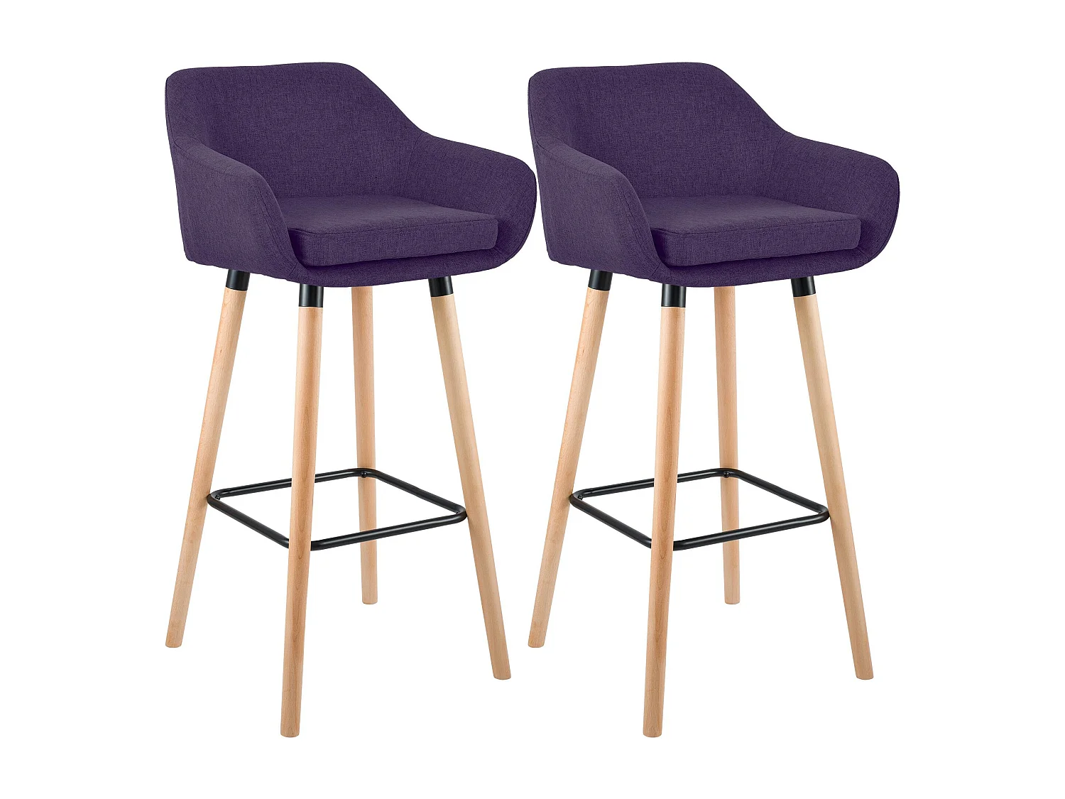 Lot de 2  Tabouret de bar - Tissu - Violet - Grant