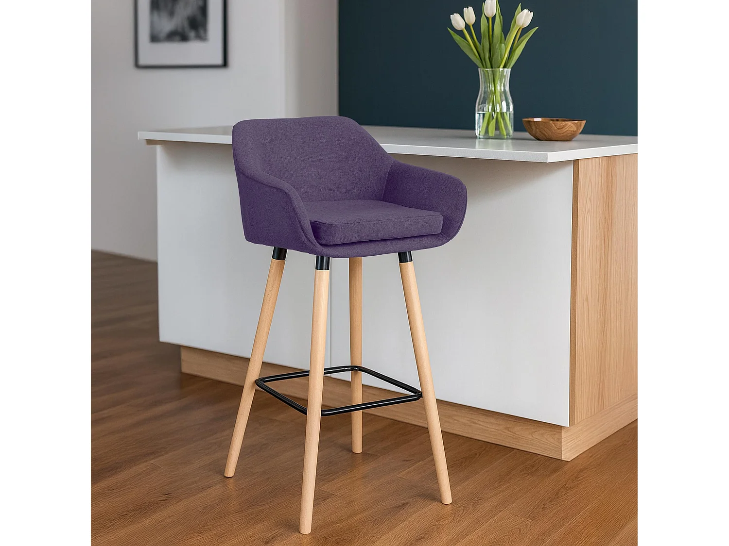 Lot de 2  Tabouret de bar - Tissu - Violet - Grant