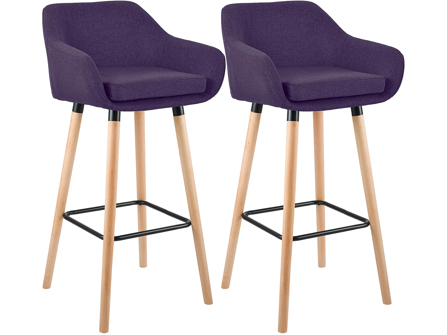 Lot de 2  Tabouret de bar - Tissu & Nature - Violet - Grant