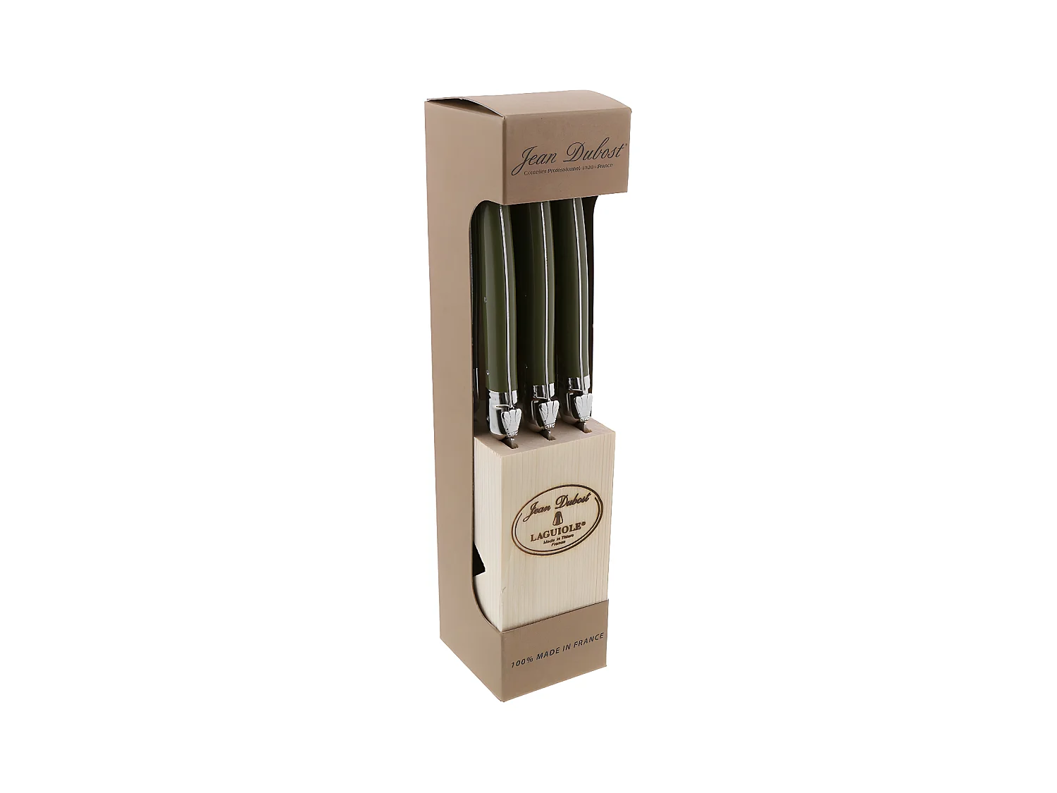Bloc de 6 couteaux Laguiole Kaki