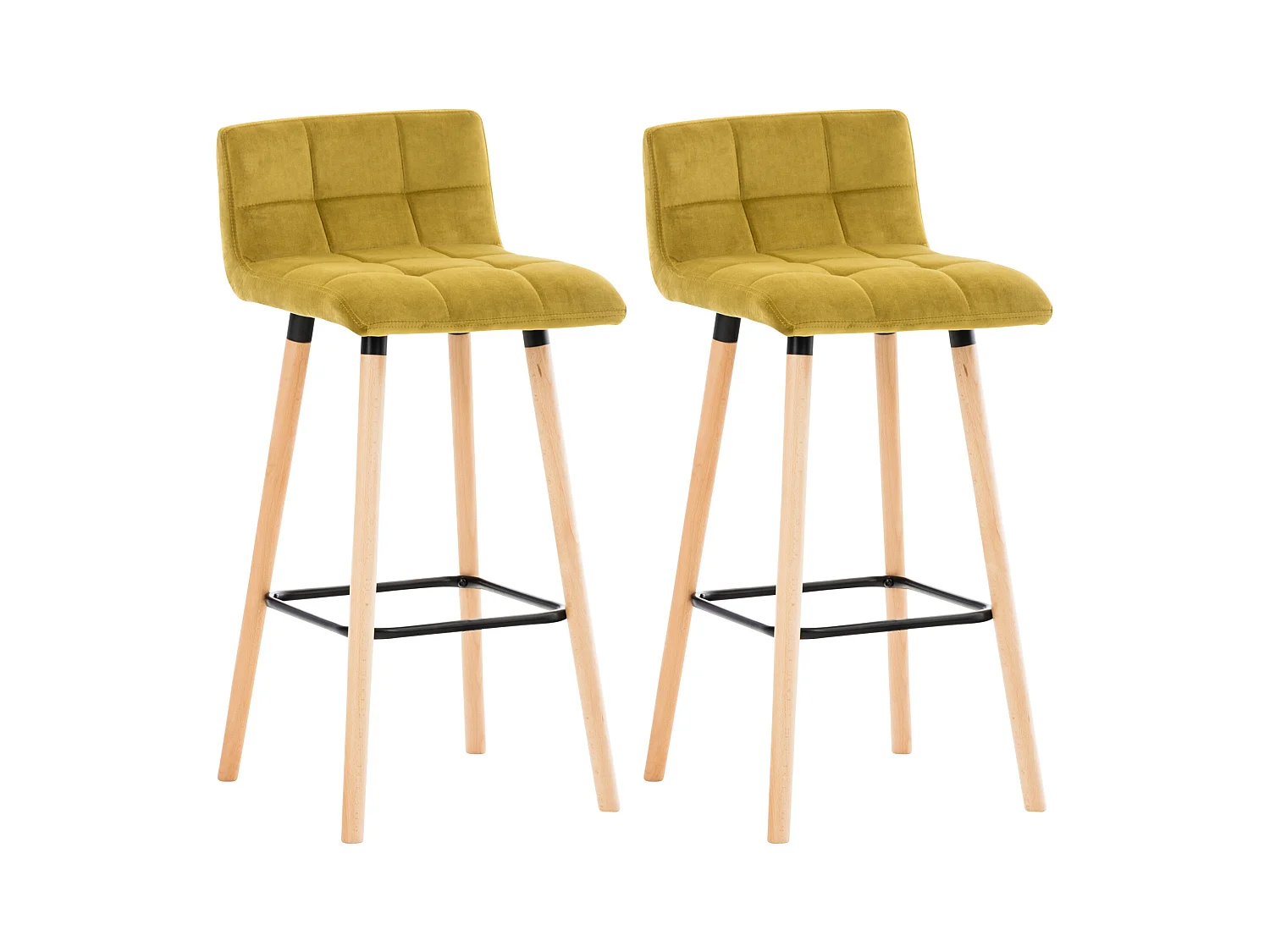 Lot de 2  Tabouret de bar - Velours & Nature - Jaune - Lincoln