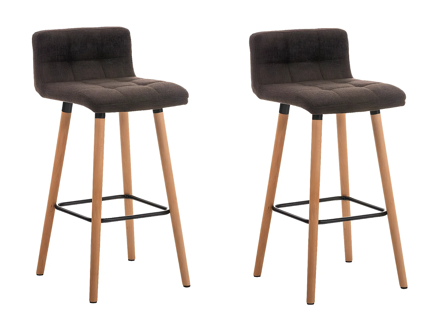 Lot de 2  Tabouret de bar - Tissu & Nature - Marron - Lincoln