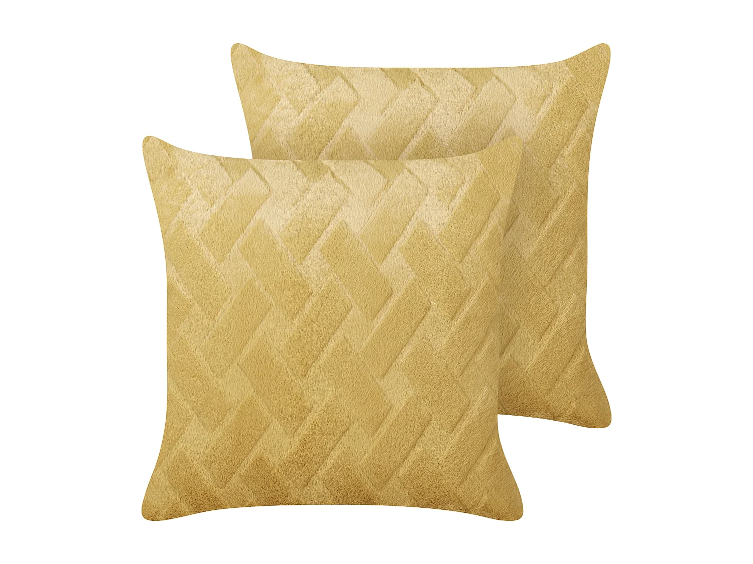 Dekokissen 2er Set Felloptik gelb 45x45 cm geometrisches Muster modern Sitapur