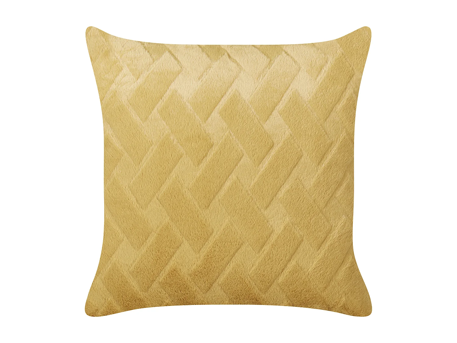 Dekokissen 2er Set Felloptik gelb 45x45 cm geometrisches Muster modern Sitapur