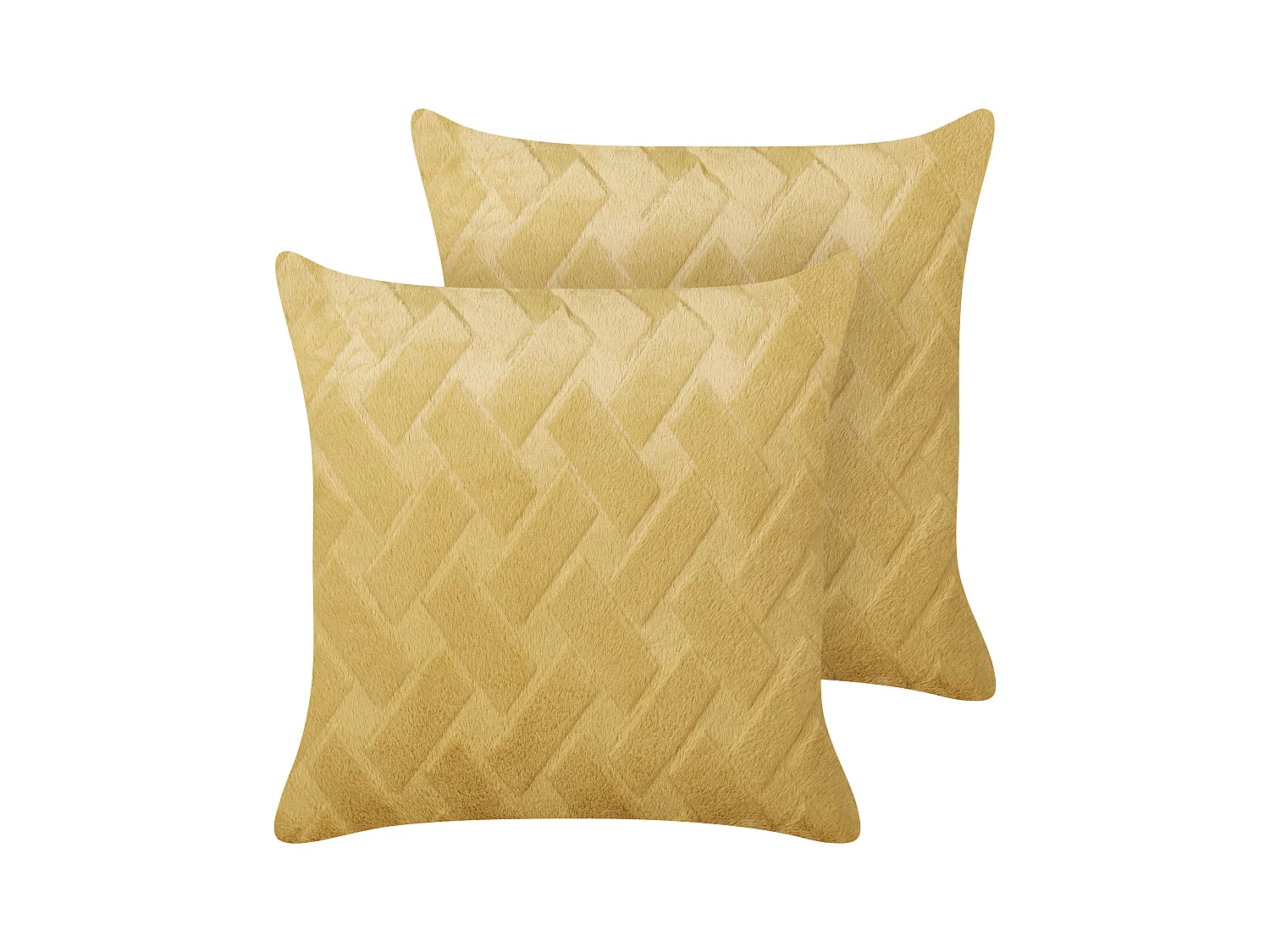 Lot de 2 coussins décoratifs SITAPUR Fourrure synthétique 45 x 45 cm Moutarde Unicolore