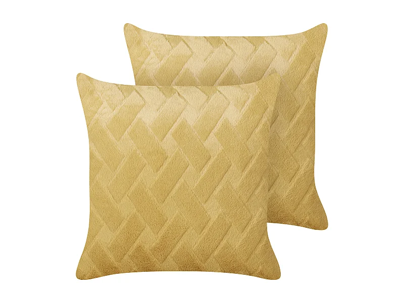 Lot de 2 coussins décoratifs SITAPUR Fourrure synthétique 45 x 45 cm Moutarde Unicolore