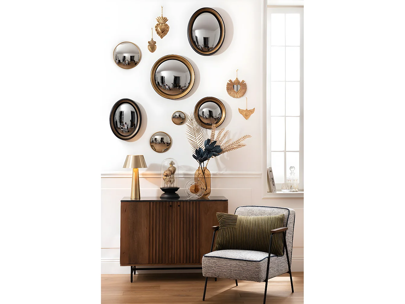 Set de 3 miroir convex or