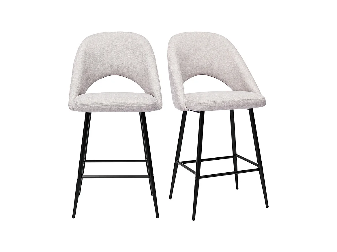 Tabourets de bar en tissu effet velours texturé beige H65 cm (lot de 2) COSETTE