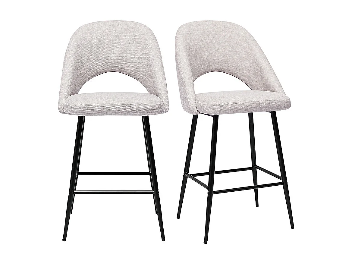 Sgabelli da bar in tessuto effetto velluto testurizzato beige H65 cm (set di 2) COSETTE