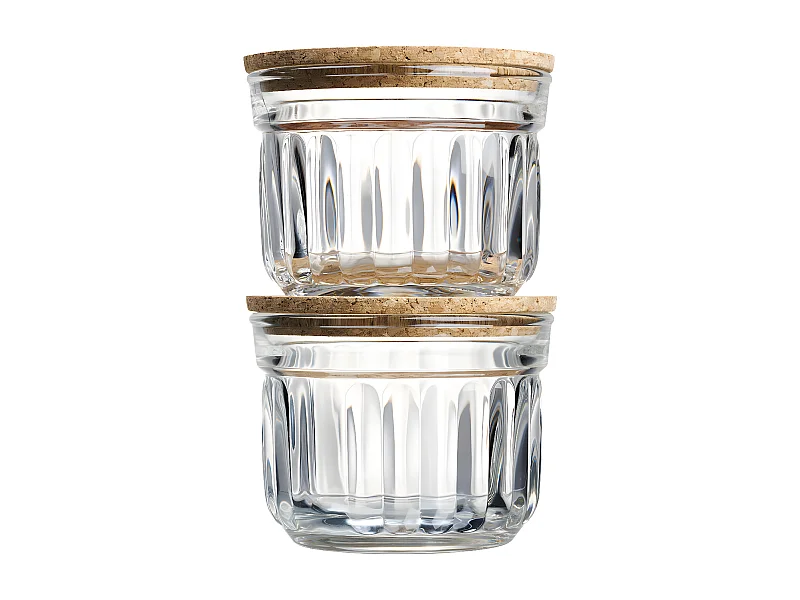 Set de 2 verrines conservation sèche avec couvvercle en liège