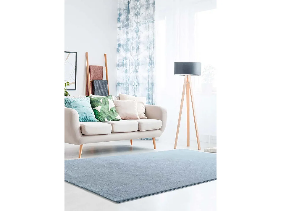 Alfombra lavable antideslizante  - liso - azul - 140 x 200 cm - LOFT