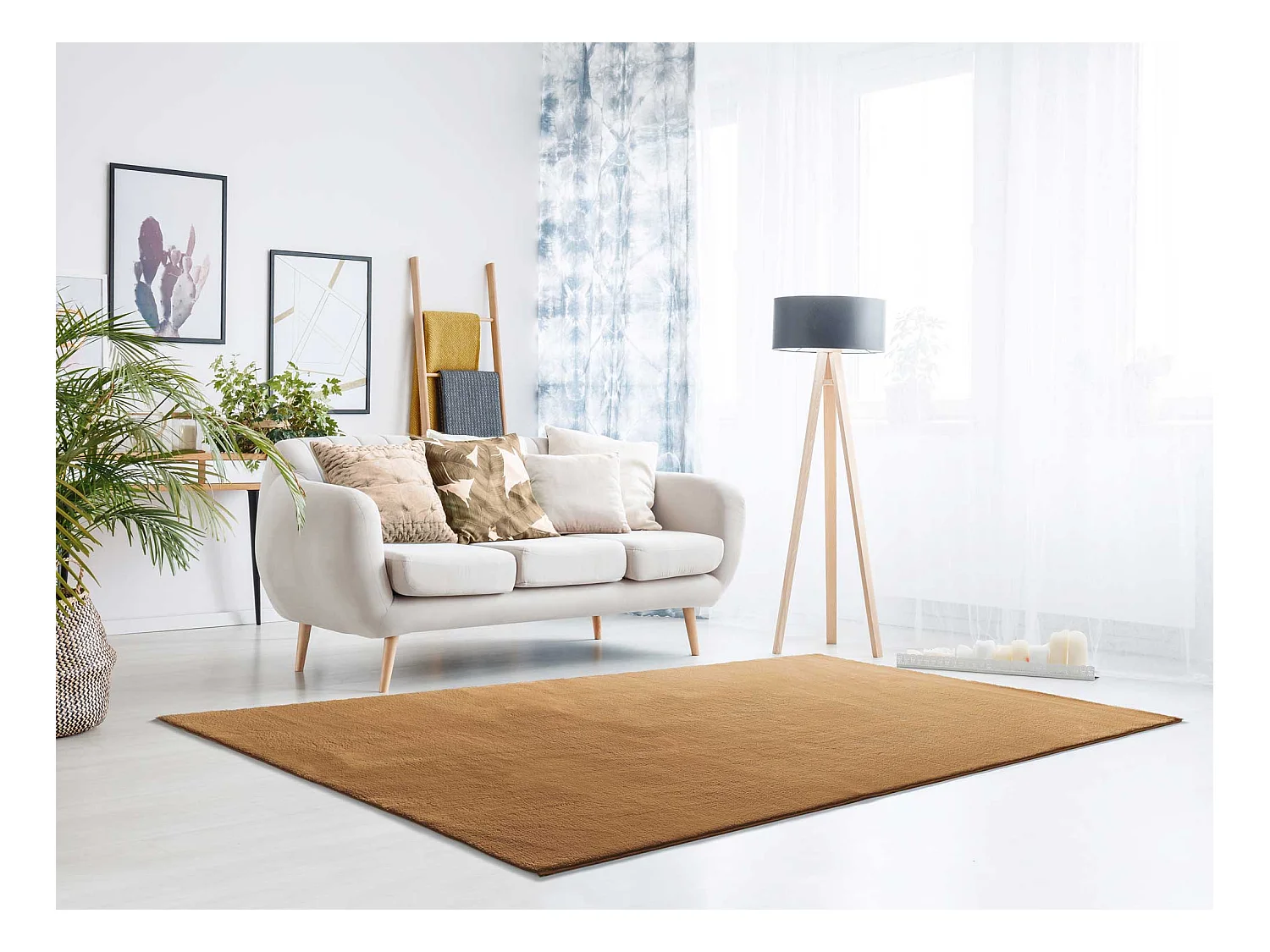 Kurzflorteppich - waschbar und rutschfeste - Einfarbiger - kupfer - 60x120 cm - LOFT