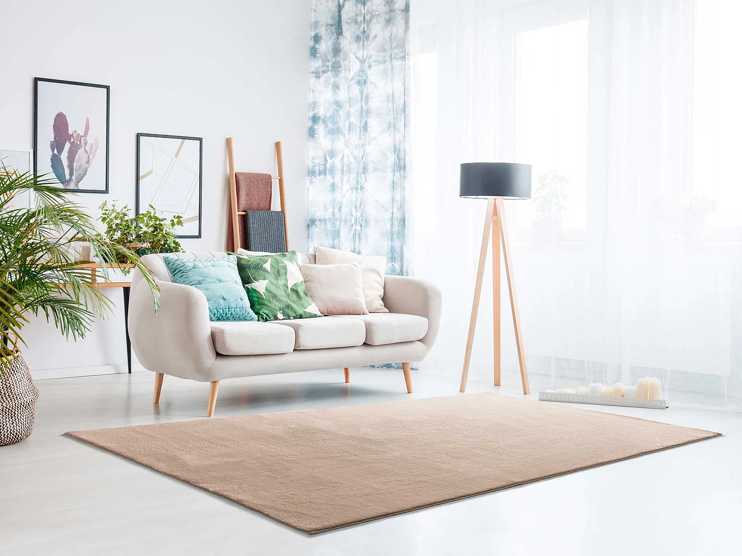 Tapis lavable antidérapant - uni - beige - 80 x 150 cm - LOFT