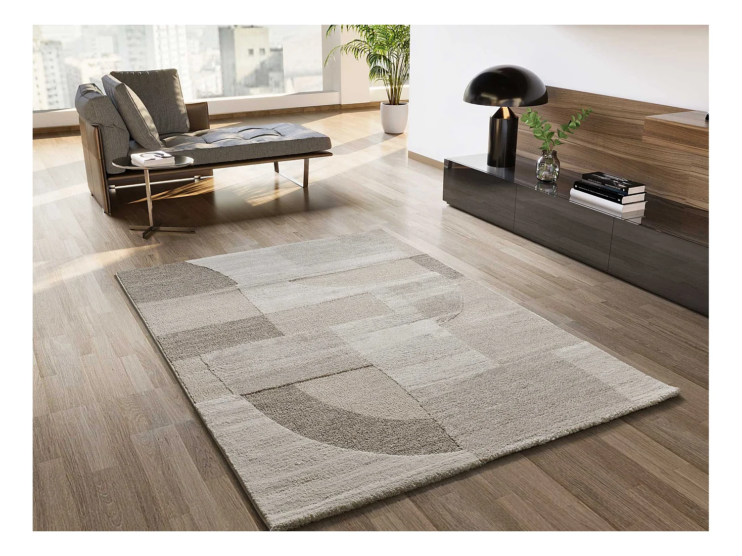 Kurzflorteppiche - geometrisch mit relief - creme - 120x170 cm - VERONA