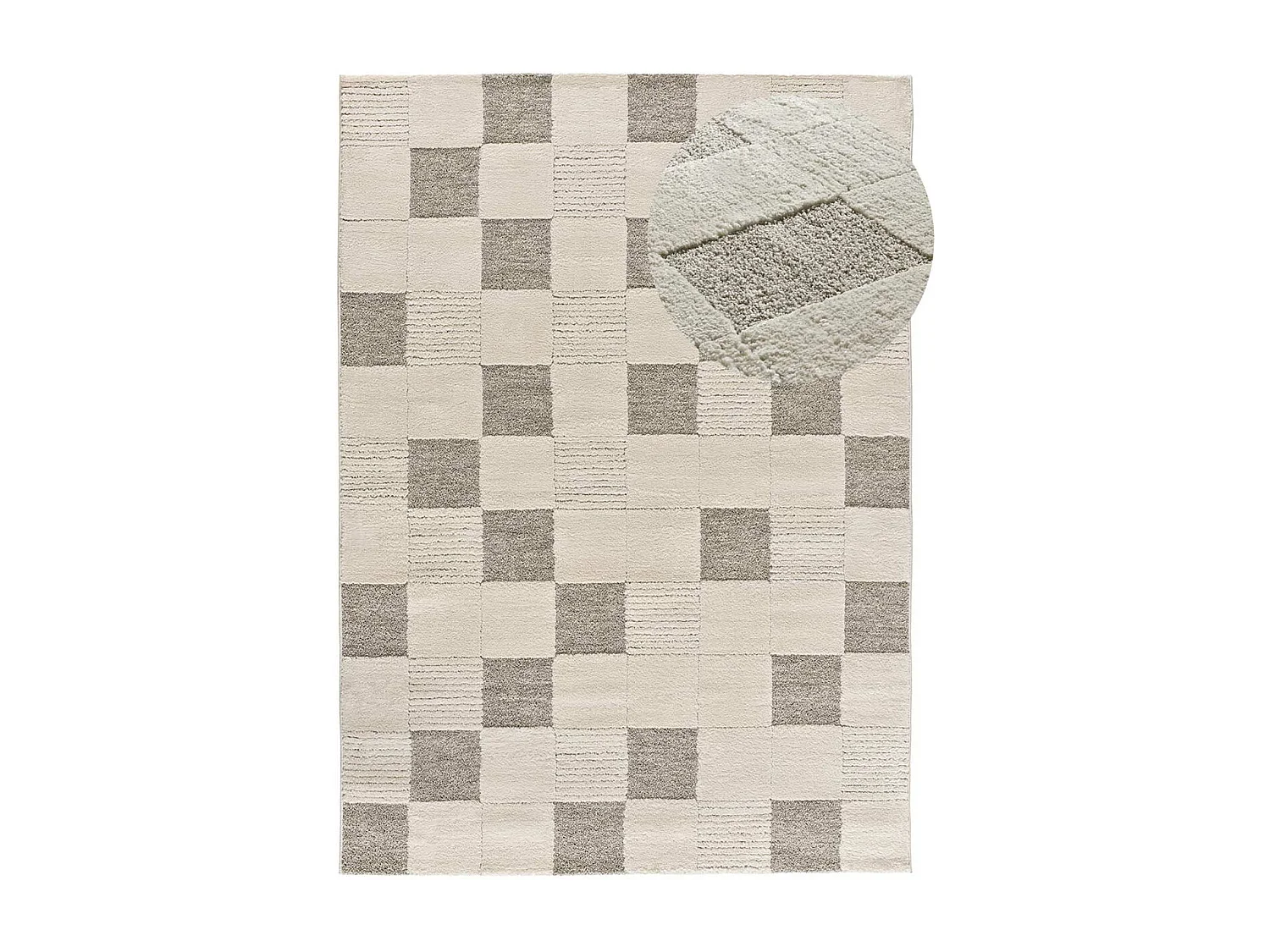 Alfombra interior  - geométrico con relieve - crema - 120 x 170 cm - VERONA