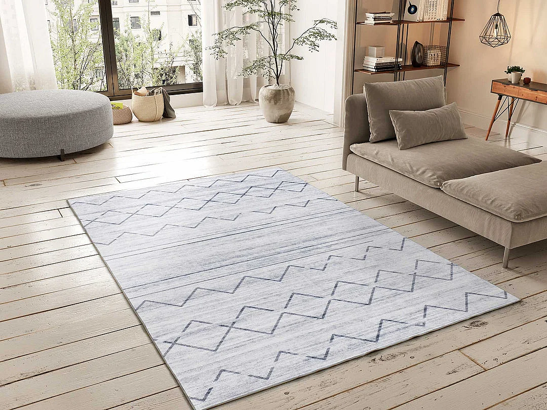 Laagpolig tapijt - etnisch - grijs - 80x150 cm - CLASS