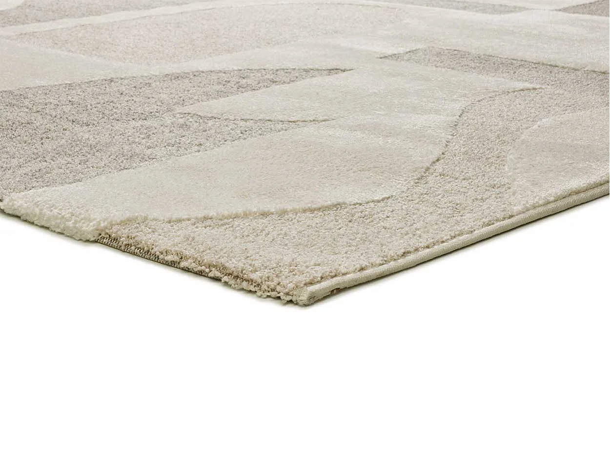 Tapete interior - geométrico em relevo - creme - 80 x 150 cm - VERONA