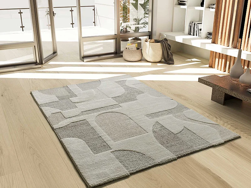 Tapis intérieur - géometrique avec relief - crème - 80 x 150 cm - VERONA