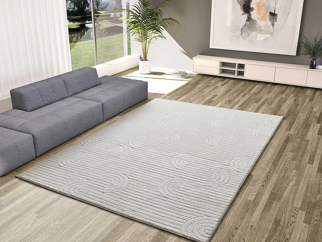 Kurzflorteppiche - geometrisch mit relief - creme - 160x230 cm - ESTILO