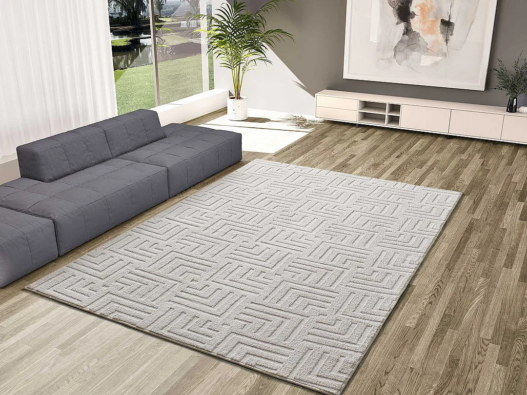 Tapis intérieur - géometrique avec relief - crème - 120 x 170 cm - ESTILO
