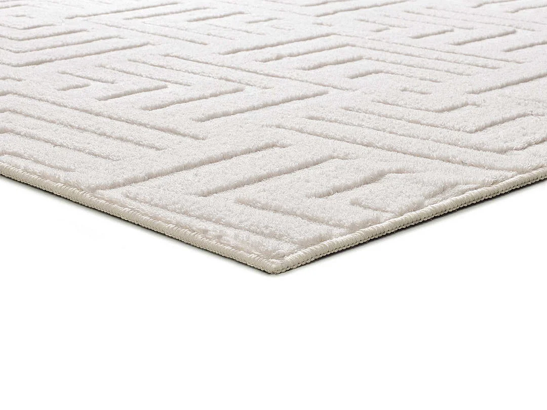 Tapis intérieur - géometrique avec relief - crème - 80 x 150 cm - ESTILO
