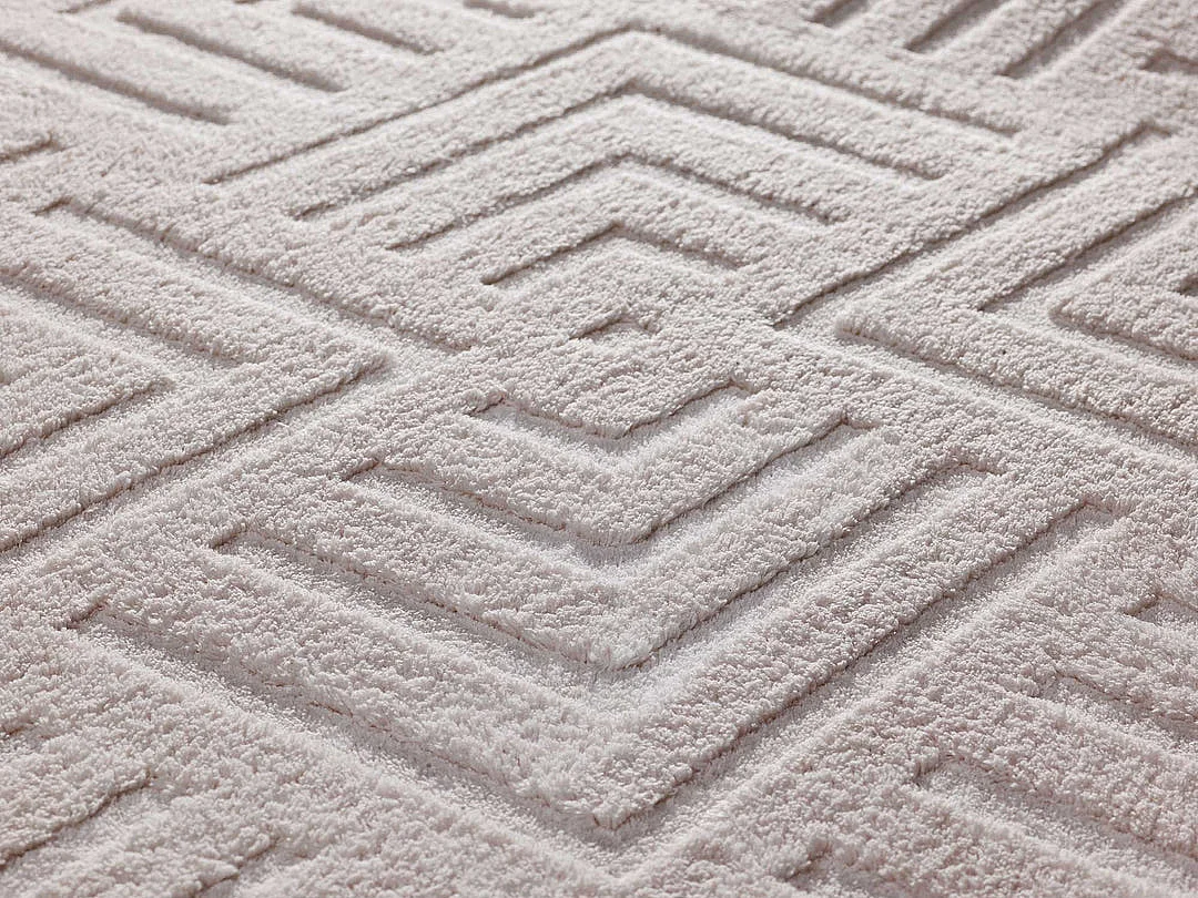 Tappeto interno - geometrico in rilievo - crema - 80 x 150 cm - ESTILO