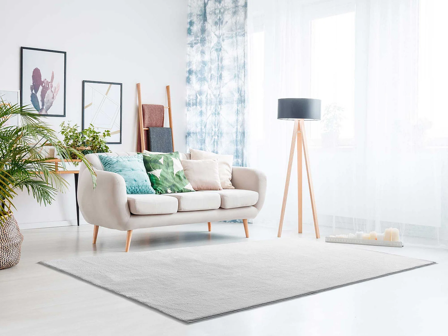 Tappeto lavabile antiscivolo - liscio - argento - 80 x 150 cm - LOFT