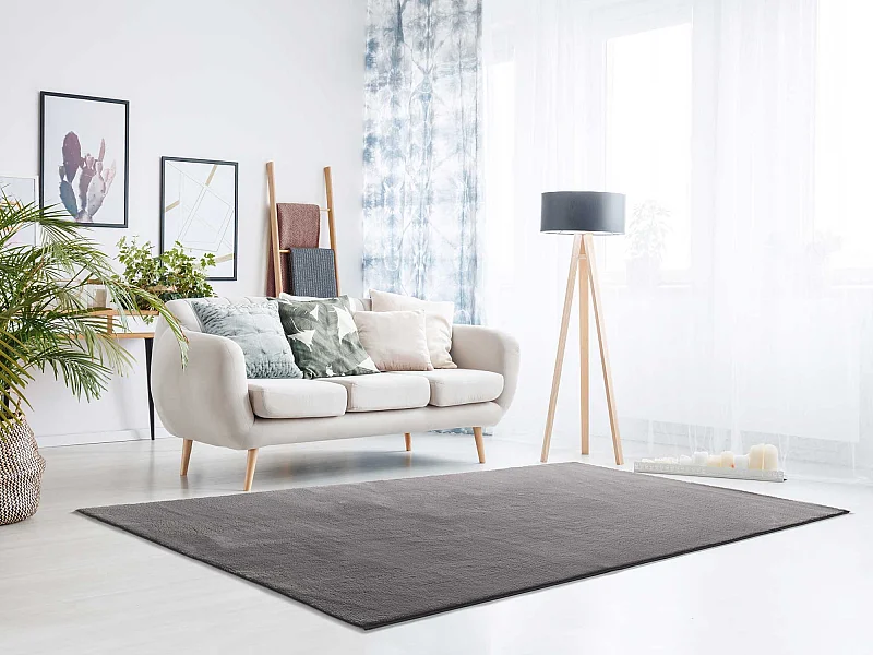 Tapis lavable antidérapant - uni - anthracite - 120 x 170 cm - LOFT