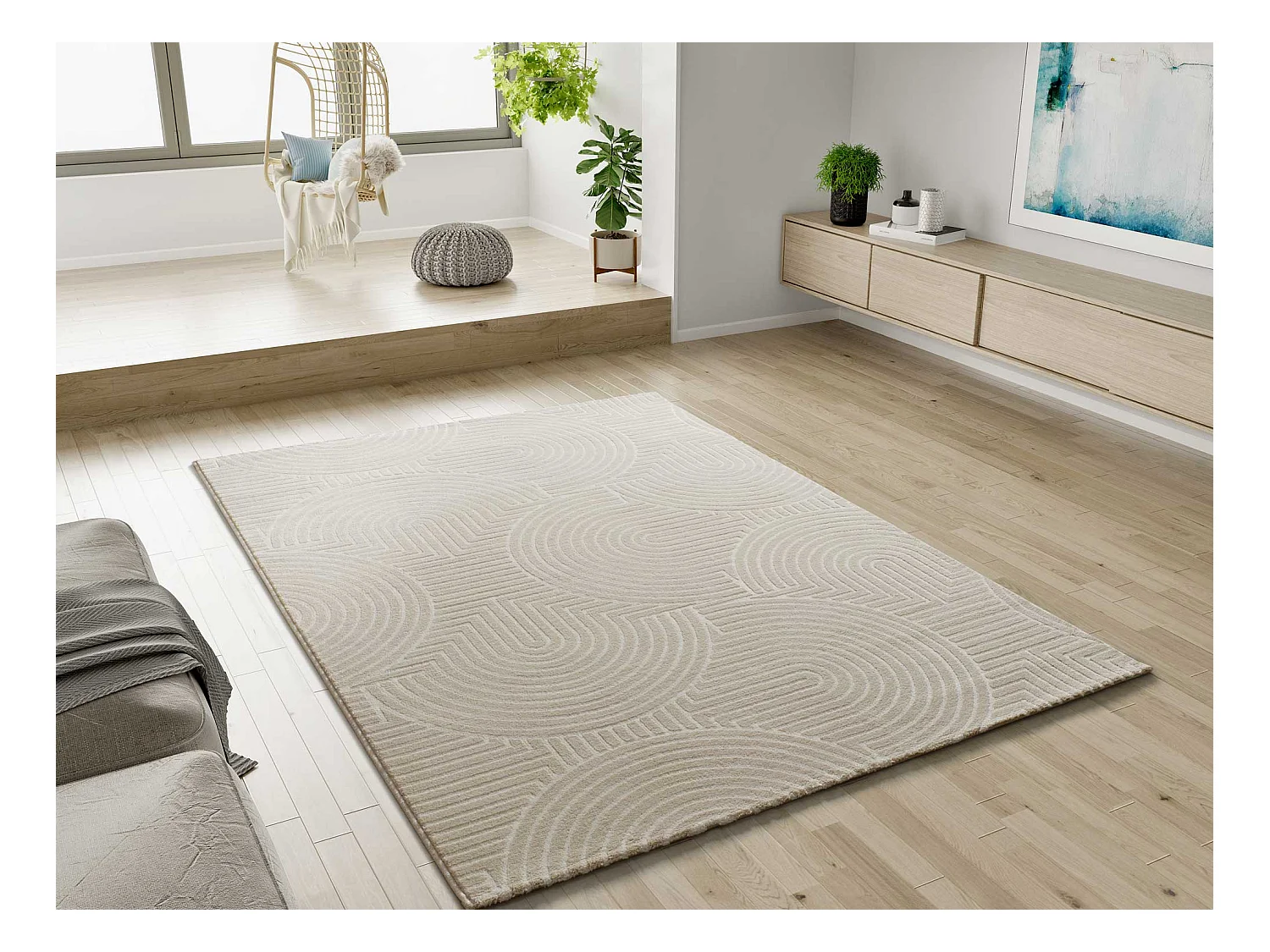 Laagpolig tapijt - scandinavisch - wit - 160x230 cm - ZEN