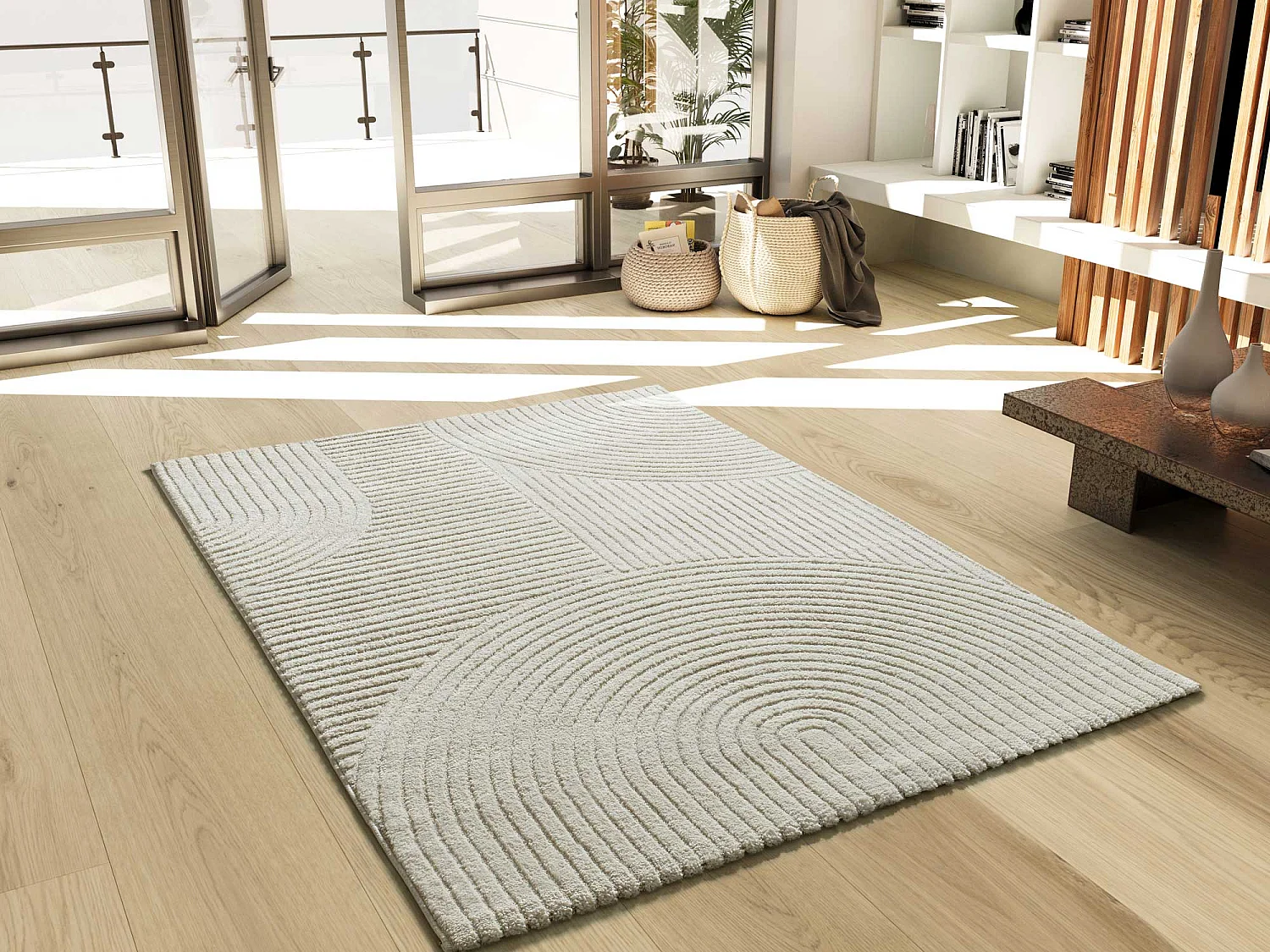 Tapis intérieur - géometrique avec relief - crème - 120 x 170 cm - VERONA