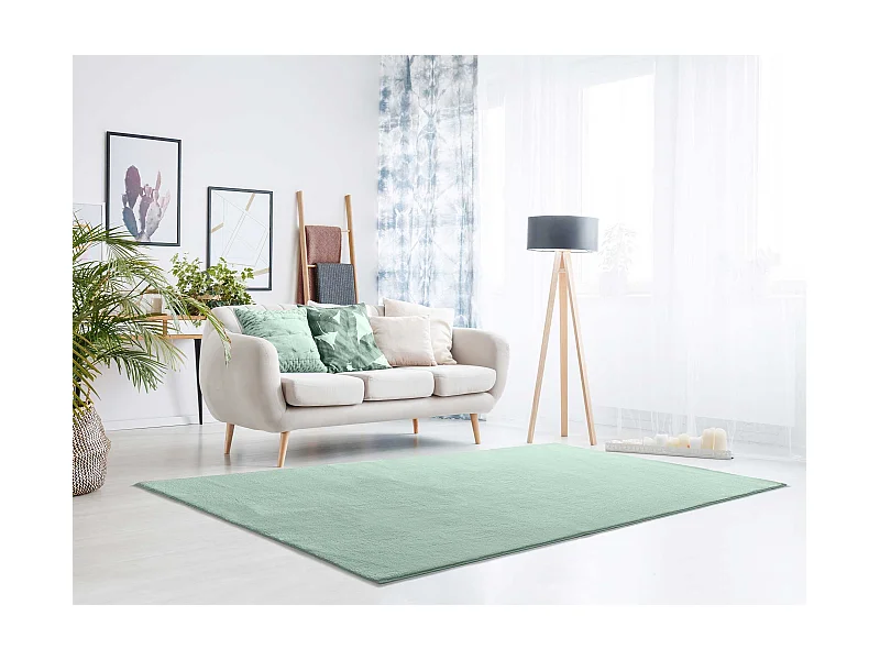 Kurzflorteppich - waschbar und rutschfeste - Einfarbiger - grün - 60x120 cm - LOFT