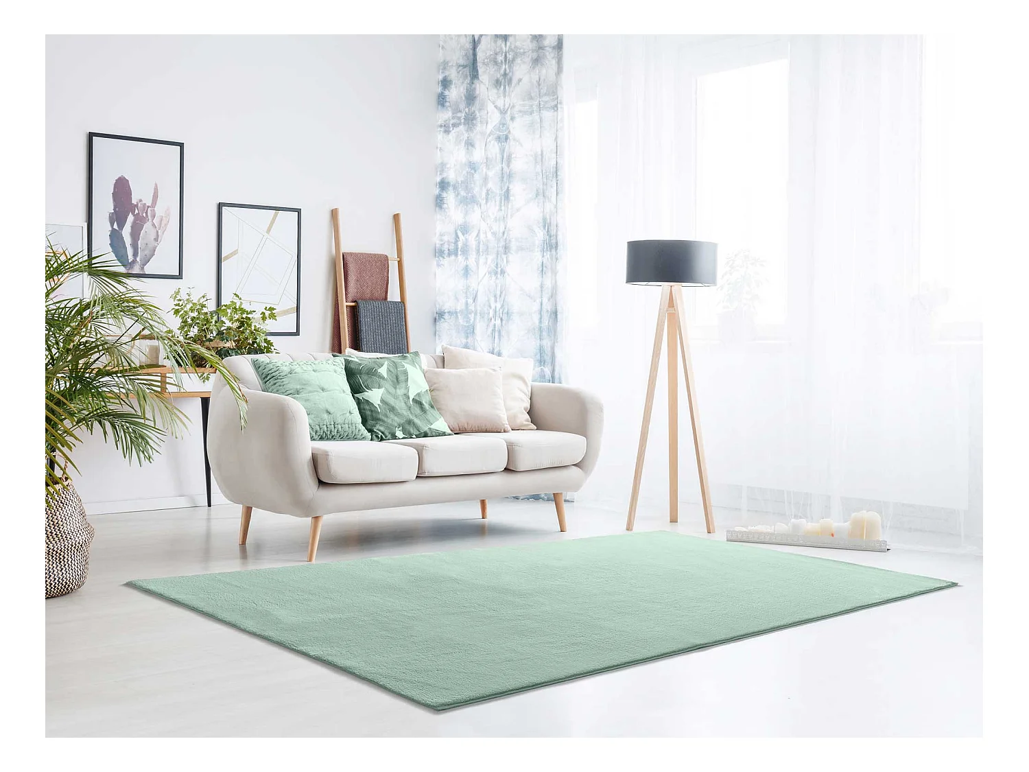 Laagpolig tapijt - afwasbaar en antislip - glad - groen - 60x120 cm - LOFT