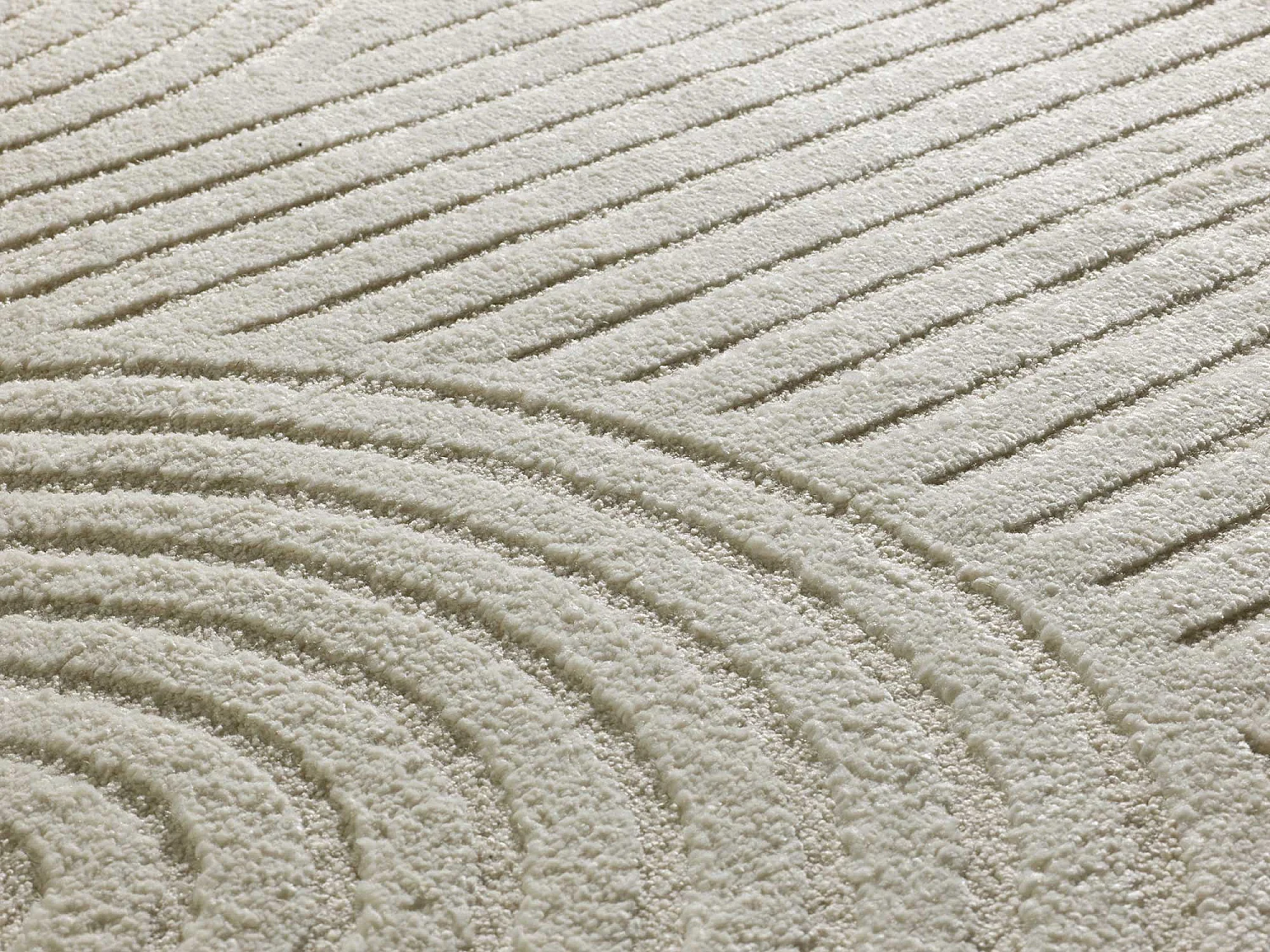 Kurzflorteppiche - geometrisch mit relief - creme - 120x170 cm - VERONA