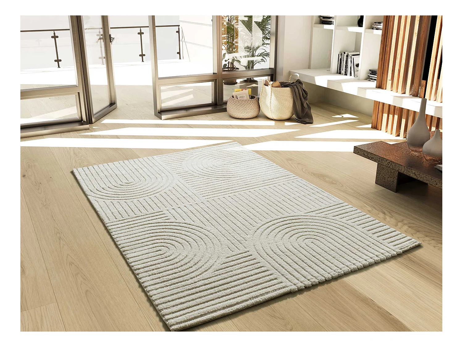 Kurzflorteppiche - geometrisch mit relief - creme - 160x230 cm - VERONA