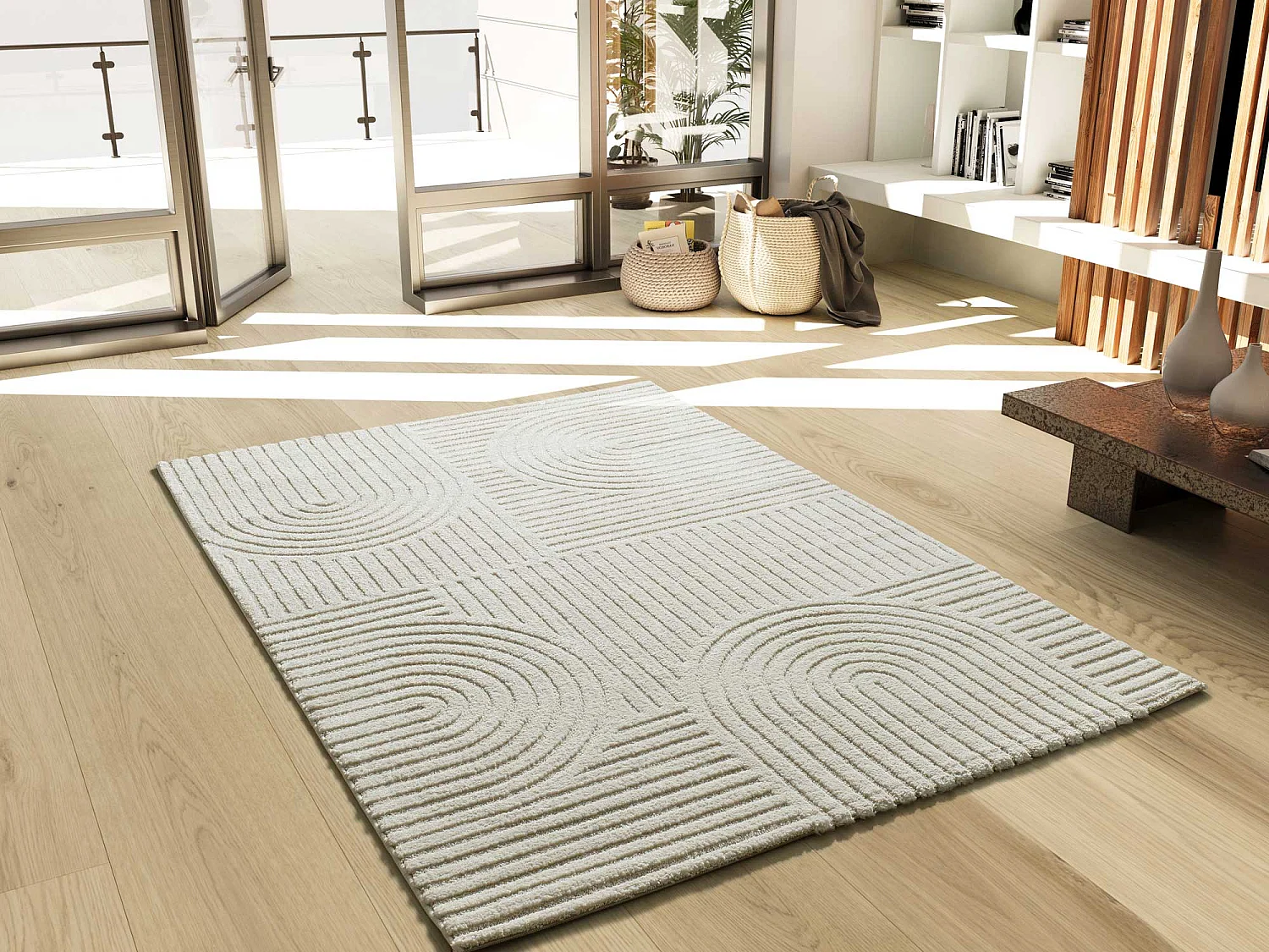 Kurzflorteppiche - geometrisch mit relief - creme - 160x230 cm - VERONA
