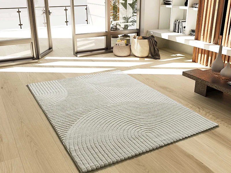 Alfombra interior  - geométrico con relieve - crema - 160 x 230 cm - VERONA