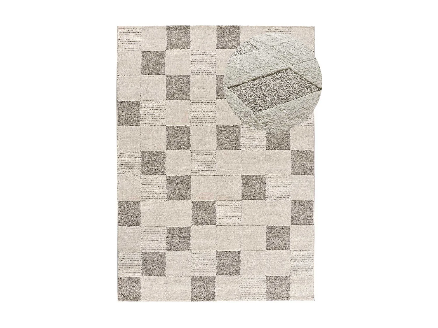 Tapis intérieur - géometrique avec relief - crème - 80 x 150 cm - VERONA