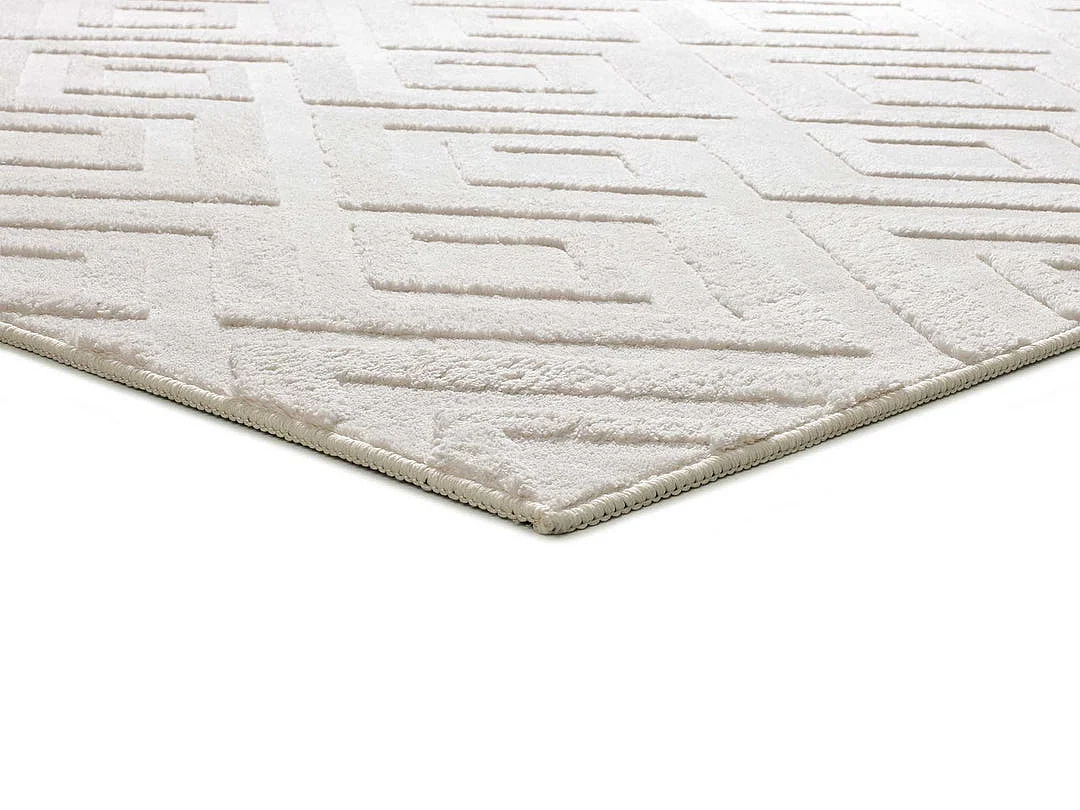 Alfombra interior  - geométrico con relieve - crema - 80 x 150 cm - ESTILO