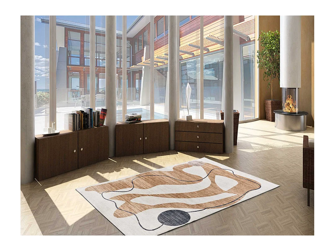 Tapis intérieur - abstrait - orange - 160 x 230 cm - CLASS