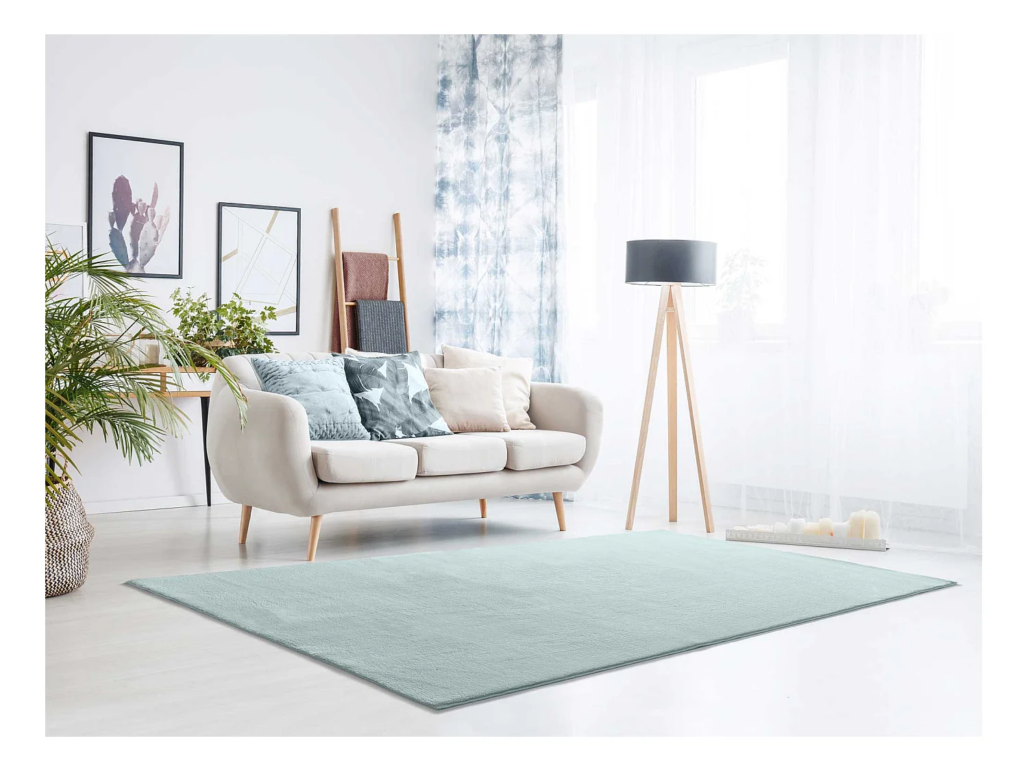 Kurzflorteppich - waschbar und rutschfeste - Einfarbiger - blau - 160x230 cm - LOFT