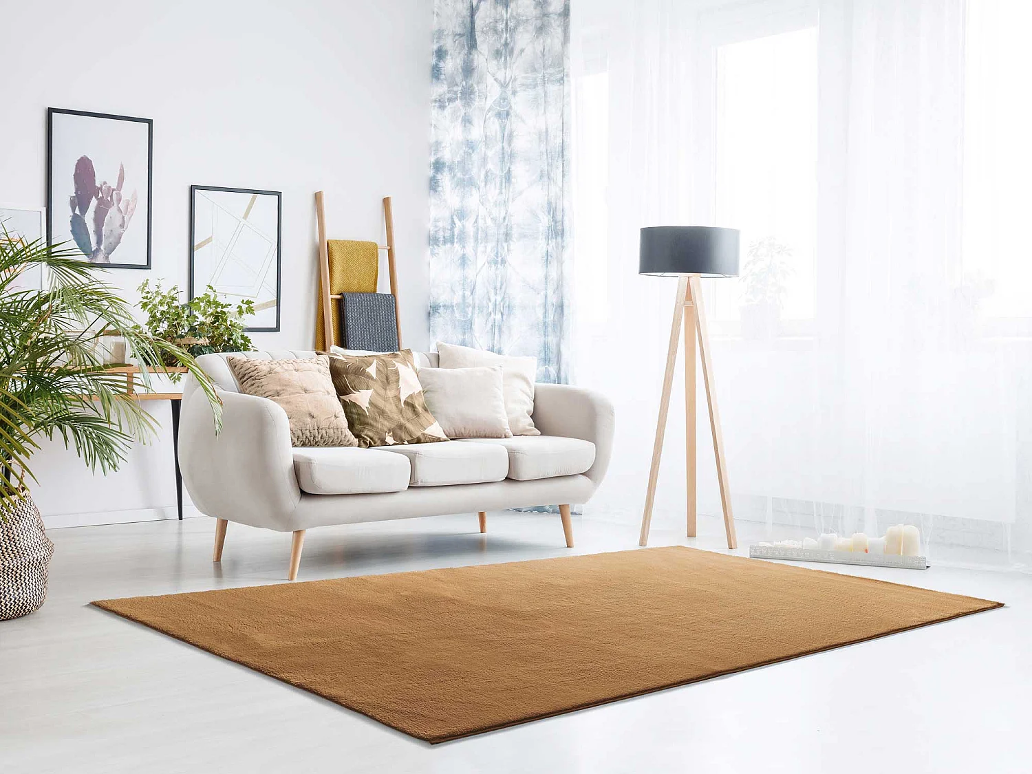 Tapis lavable antidérapant - uni - cuivre - 140 x 200 cm - LOFT