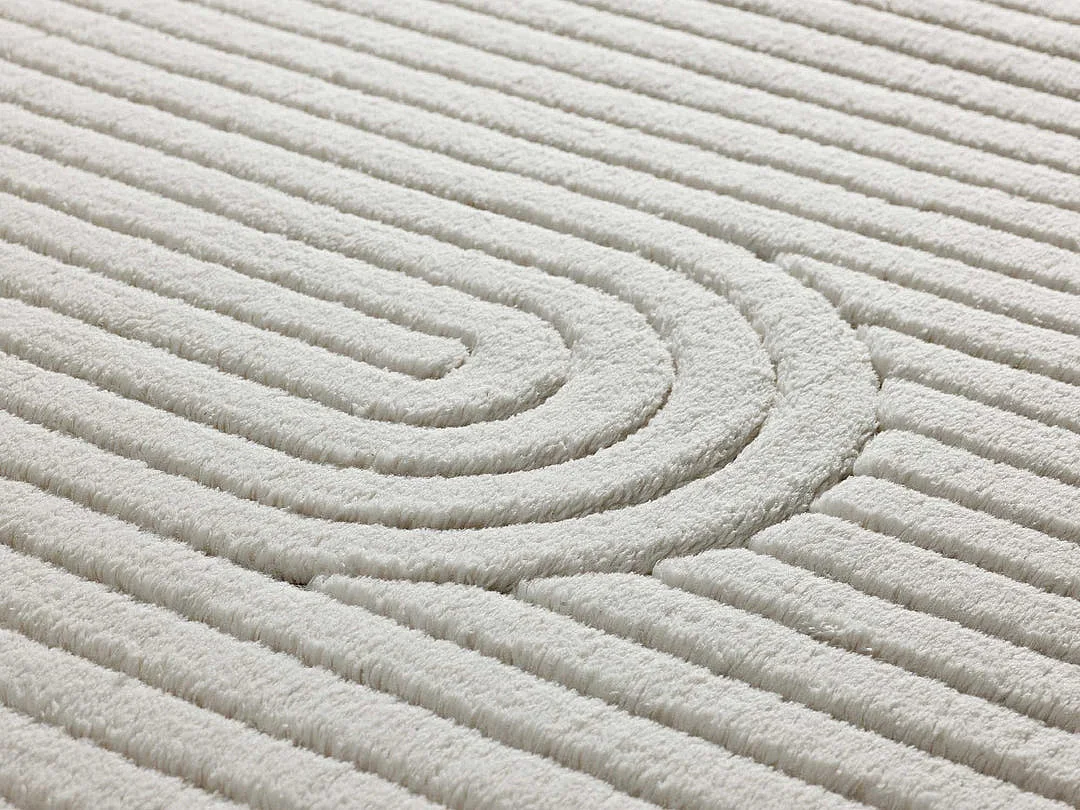 Tapete interior - geométrico em relevo - creme - 80 x 150 cm - ESTILO