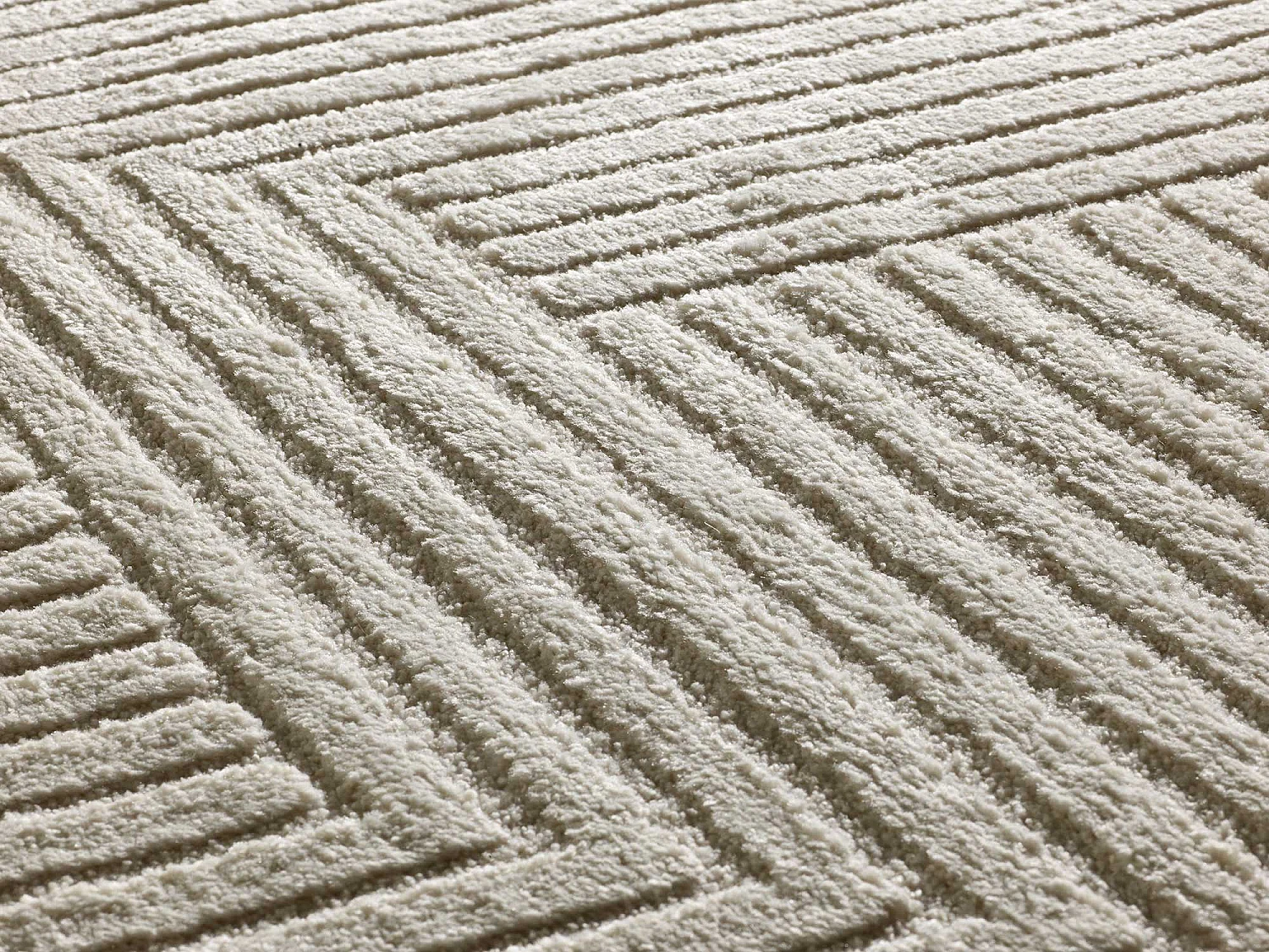 Tapis intérieur - géometrique avec relief - crème - 80 x 150 cm - VERONA