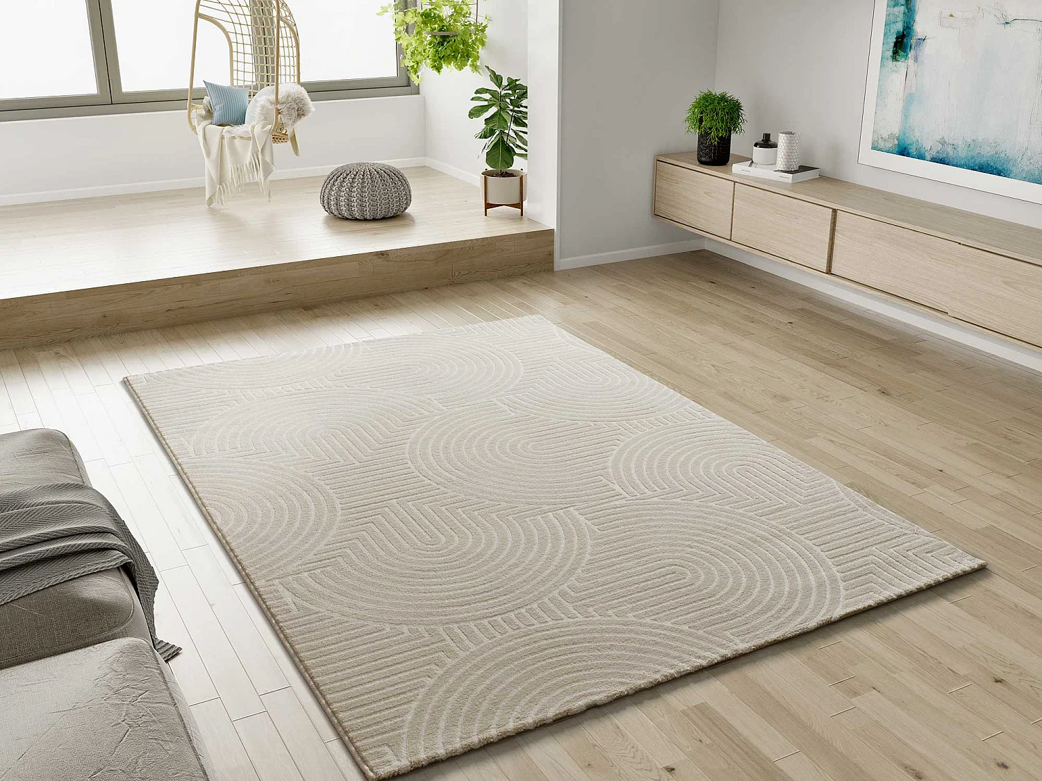 Tapis intérieur - scandinave - blanc - 133 x 190 cm - ZEN