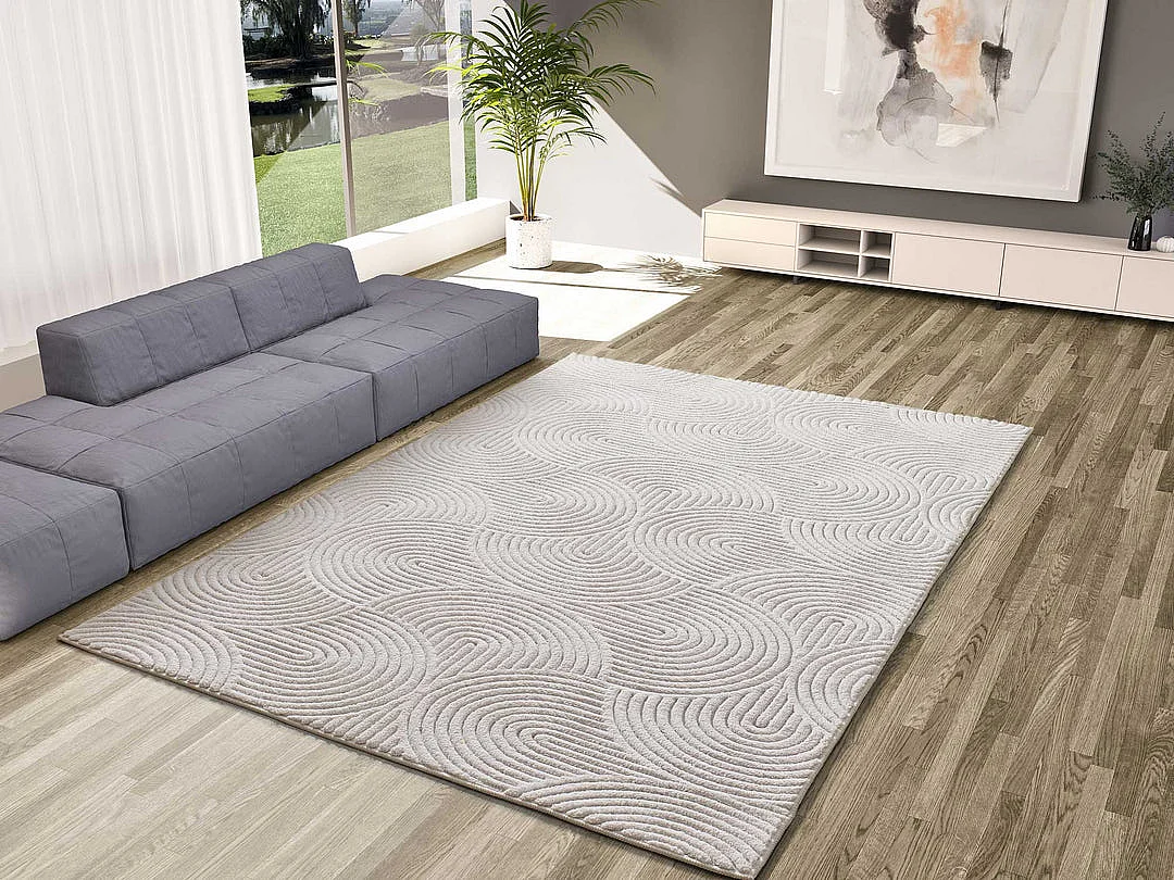 Kurzflorteppiche - geometrisch mit relief - creme - 60x110 cm - ESTILO