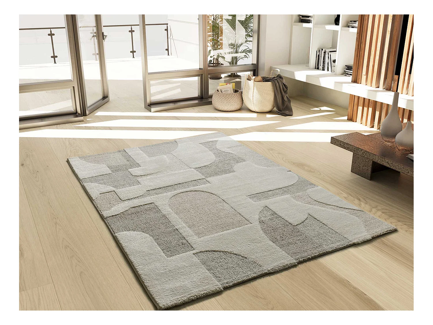 Kurzflorteppiche - geometrisch mit relief - creme - 160x230 cm - VERONA